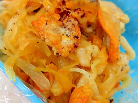 電子レンジde(^^)豚肉と玉ねぎのゆかり和え♪